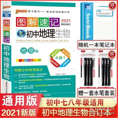 2021新版pass綠卡圖書圖解速記初中生物地理通用版 初一初二會考資料初中地理生物知識大全 七八年級中考基礎(chǔ)知識清單復習速記手冊
